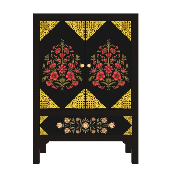 Southern Alberto Black Yellow Finished Wooden Handmade Wardrobe