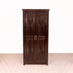 Wardrobe with 2 Drawers in Dark Wood Finish