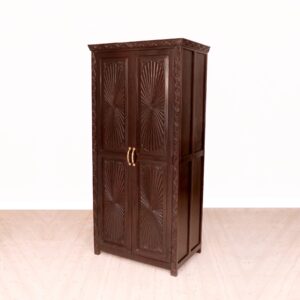 Wardrobe with 2 Drawers in Dark Wood Finish